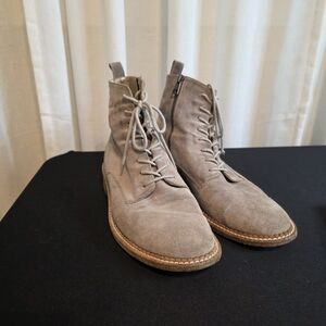 Vince Taupe Suede Lace-Up Boots